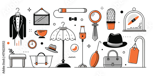 Elegant collection of gentleman's accessories and furnishings style elements