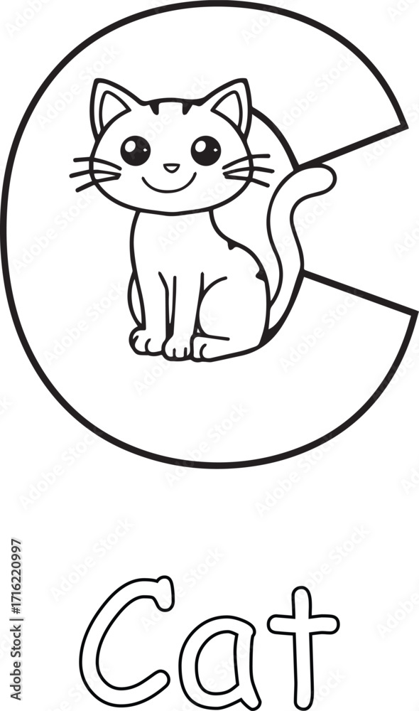 Obraz premium Letter C for Cat Coloring Page for Children