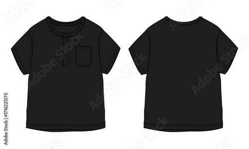 Black t shirt with pocket vector illustration template for baby boys
