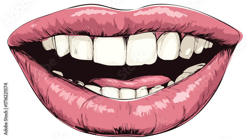 Expressive Professional Cartoon Vector Human Mouth Illustration for Design Projects