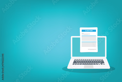Clipboard claim form. Check list. Online claim form. Vector illustration.	