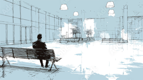 Professional Man Waiting and Resting on a Bench