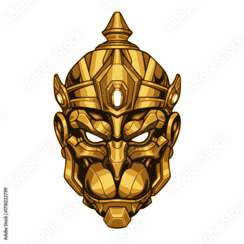 Golden monkey hanuman mask Illustration vector