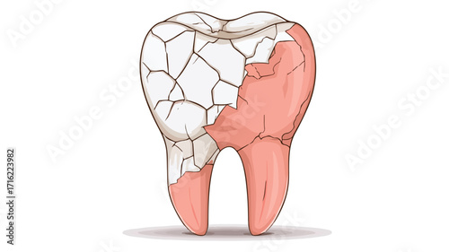 Damaged Human Tooth on White Background - Professional Dental Concept Image