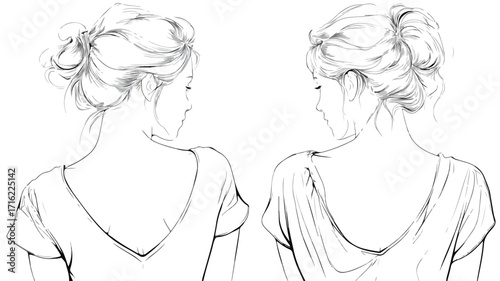 Elegant Back View Female Vector Artwork - Professional Stylish Woman Design