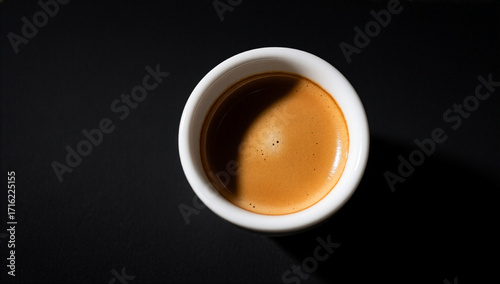 Aerial Shot of Espresso with Rich Crema in White Cup