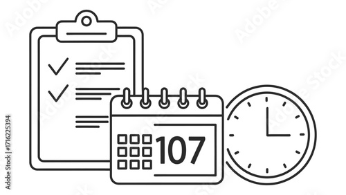 Schedule and time management concept isolated on white background