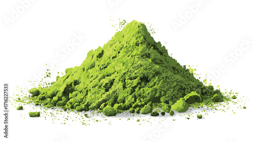Vibrant Green Matcha Powder Vector Illustration for Healthy Beverage Advertising