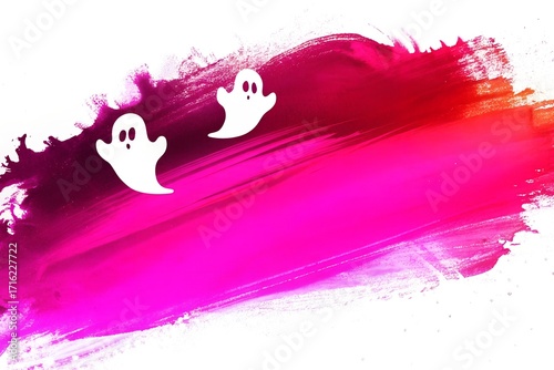Halloween watercolor background with space for text and ghosts  