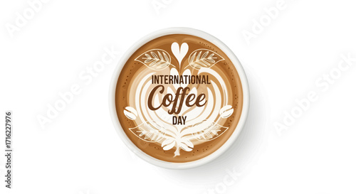 Celebrate International Coffee Day with stunning latte art and rich aroma, perfect for café promotions and festive marketing.