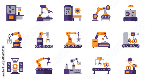 Industrial robots set for automation, robotic arms in modern manufacturing