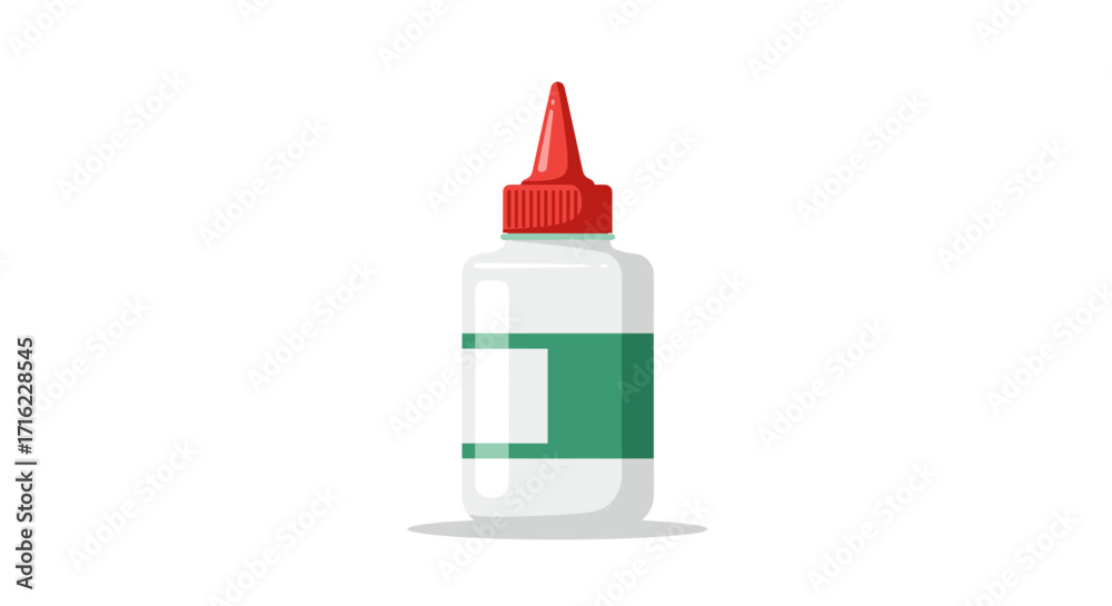 Fototapeta premium Realistic glue bottle with red cap on clean white background