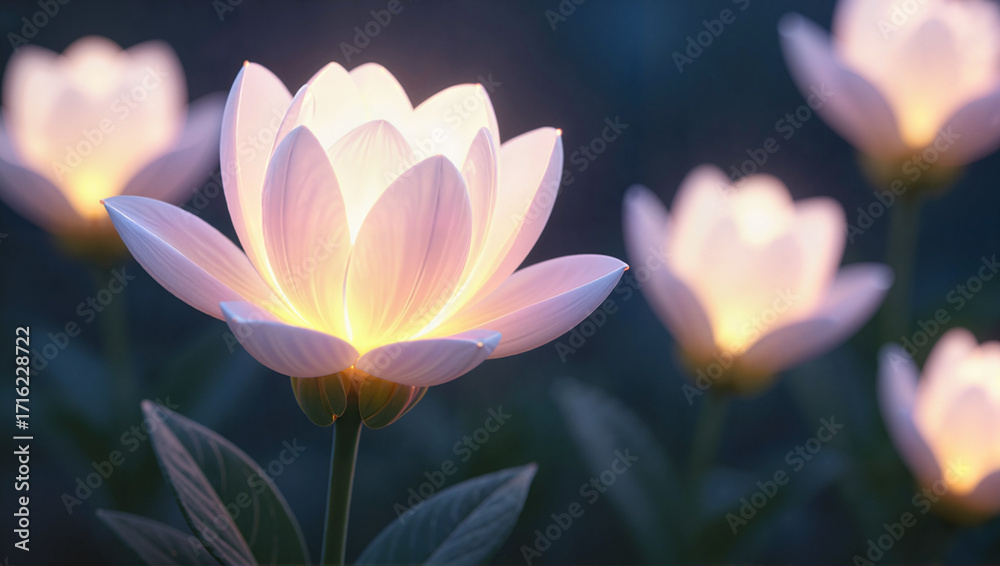 Fototapeta premium Pink lotus flower blooming in morning light