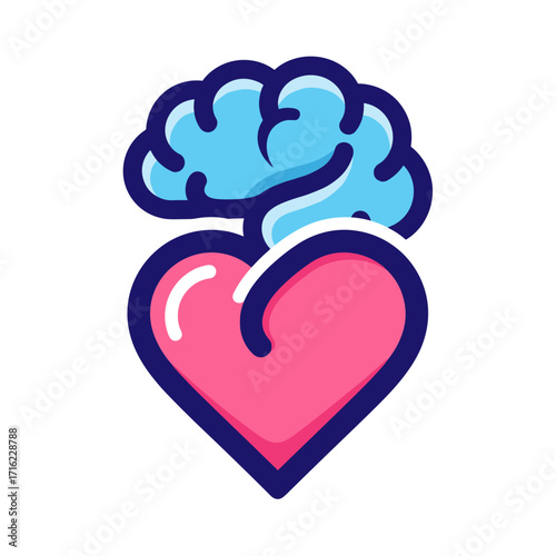 Heart and Brain Logo Symbolizing Emotional Intelligence and Rational Thinking.