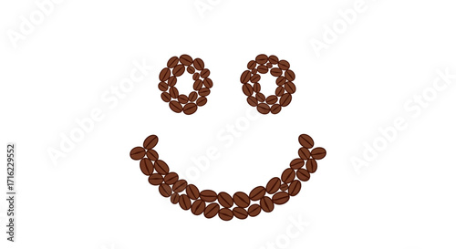 Joyful coffee bean smiley face brings morning energy and happy vibes to your day