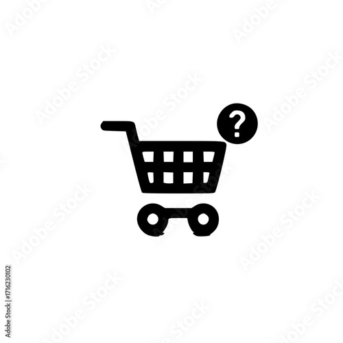 Question mark icon on shopping cart vector for customer support system and ecommerce user experience