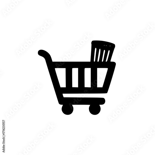 Vector illustration of shopping cart with delete symbol for online store discard and product management