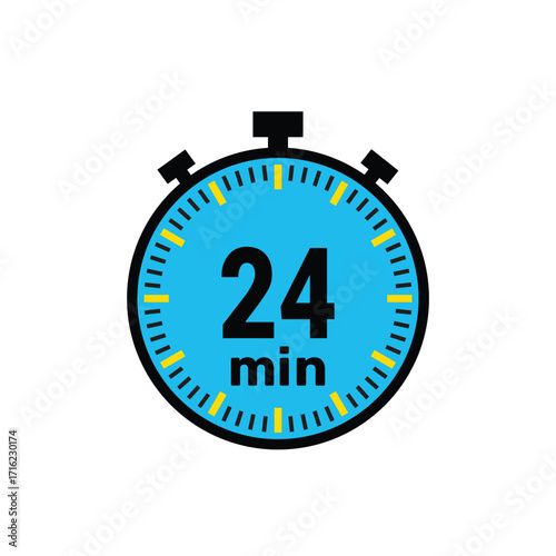 quick timer showing 24 minutes for fast cooking, exercise, or meetings reminder icon on white