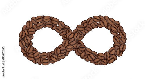 Endless coffee beans form a perfect infinity symbol, capturing boundless energy and aroma for your brand.