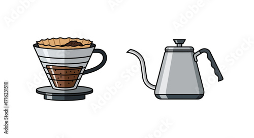 Brew perfect coffee with pour over dripper and gooseneck kettle for cafe or home brewing