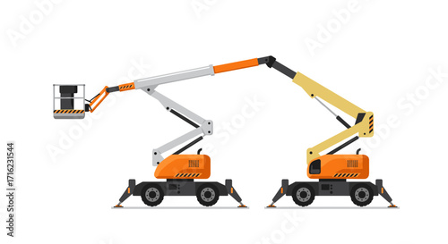 Articulating boom lifts for construction and maintenance in modern design