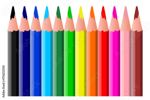 colored pencils isolated on white background