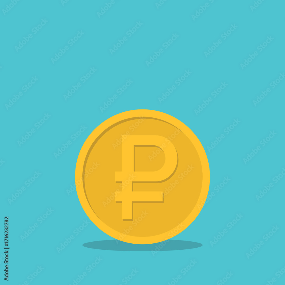 Obraz premium Russian ruble coin icon vector illustration