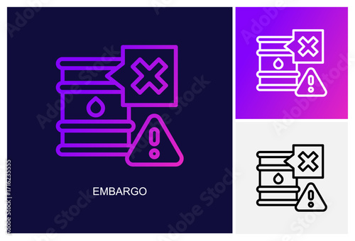 Embargo Icon.Style Is A Line Graphic Symbol In Black, Gradient, White Color Variants