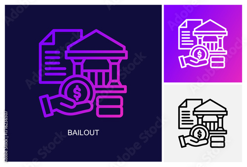 Bailout Icon.Style Is A Line Graphic Symbol In Black, Gradient, White Color Variants