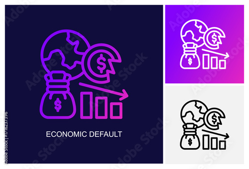 Economic Default Icon.Style Is A Line Graphic Symbol In Black, Gradient, White Color Variants