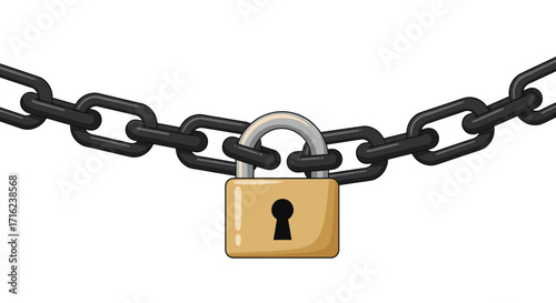 A padlock secures a heavy metal chain symbolizing security and protection against unauthorized access.