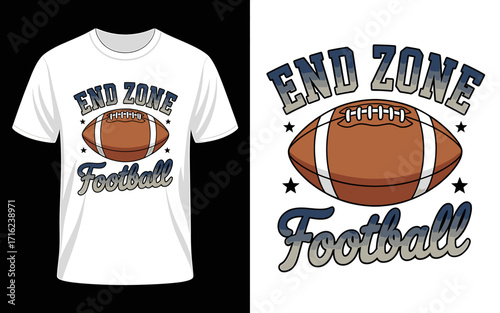 End Zone Football TShirt Design for Sports Enthusiasts Featuring a Football Graphic and Stylish Lettering