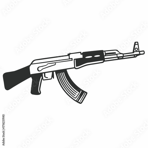 hand drawn vector illustration of a gun