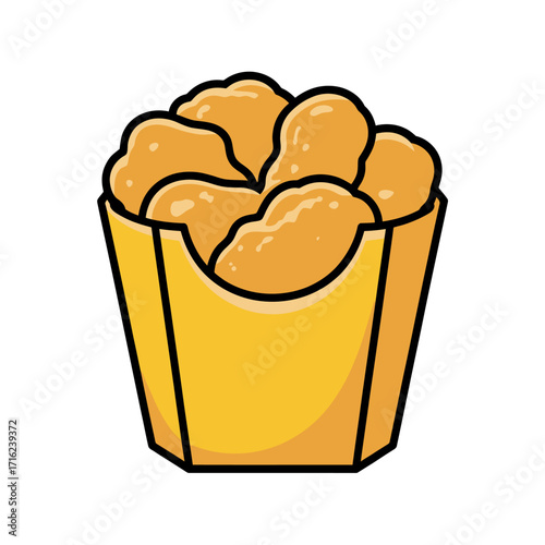 Delicious Chicken Nuggets in a Box Ready to Eat as a Yummy Fast Food Meal Isolated on White Background
