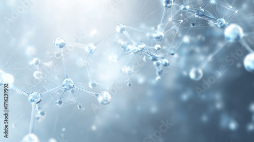 Abstract molecular structure digital illustration science technology atoms molecules network connection