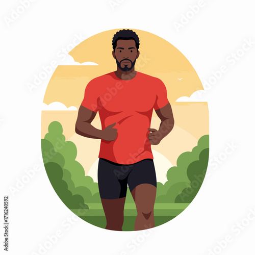 Determined black man jogging outdoors, fitness motivation for healthy lifestyle pursuit