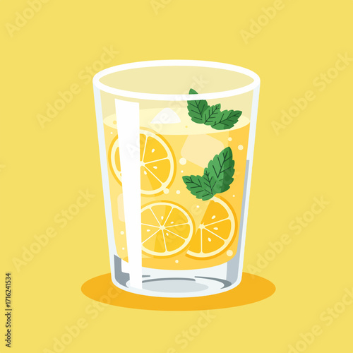 Refreshing lemonade with lemon slices and mint, a thirst-quenching summer delight
