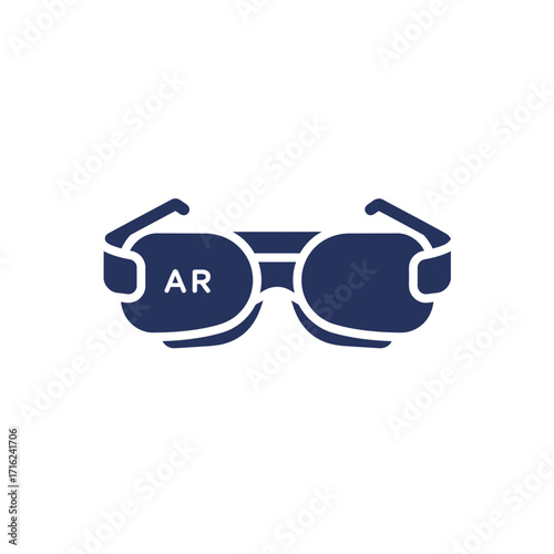 AR glasses icon in flat design with dark blue color scheme  