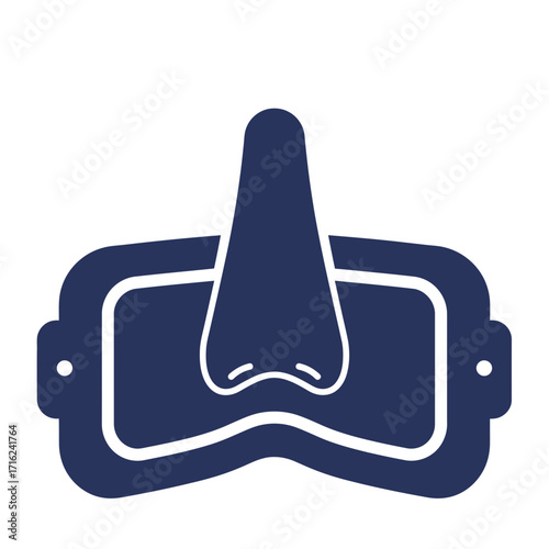 Snorkeling mask with integrated nose pad in navy blue design  