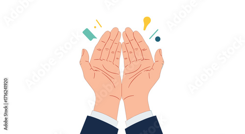 Two open hands in a gesture of giving or receiving showing gratitude and appreciation for the work done.