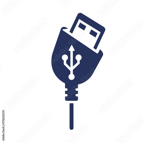USB-C adapter plug in dark blue silhouette design  