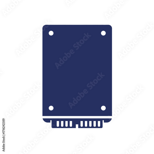 External SSD drive in simple flat design with connectors visible  