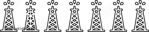 Oil Rig Icons: Industrial Energy Extraction Symbol