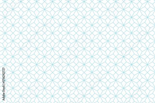 Pattern design with star shape | Abstract geometric vector seamless pattern with cyan line texture on white background | Light modern simple wallpaper, bright tile backdrop, monochrome graphic 