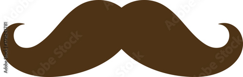 Simple Flat Design Brown Mustache Facial Hair Fashion Style Element