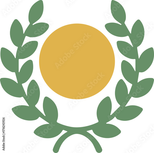 Simple Flat Circle with Laurel Wreath Emblem, Symbol, Sign