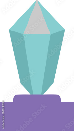 Simple Flat Style Mineral Crystal Gemstone Icon on a Purple Stand