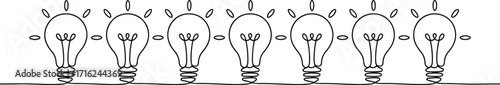 A Row of Bright Ideas: Continuous Line Drawing of Light Bulbs