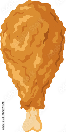 Simple Style Crispy Chicken Leg Illustration Icon, Cartoon Food Concept
