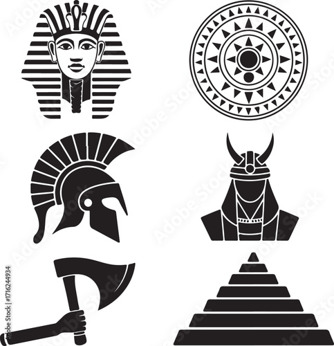 Ancient warriors and symbols collection